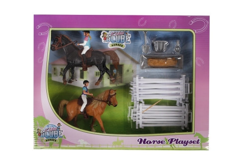 Kids Globe set da gioco 2 cavalli con cavalieri